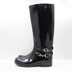 Coach Lori Black Rubber Knee High Waterproof Rain Boots - 9